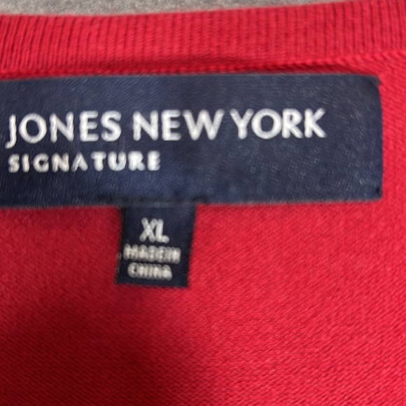 JONES NEW YORK Holiday Christmas Valentine Lattice 3/4 Sleeves Pearlized Buttons - Picture 12 of 14